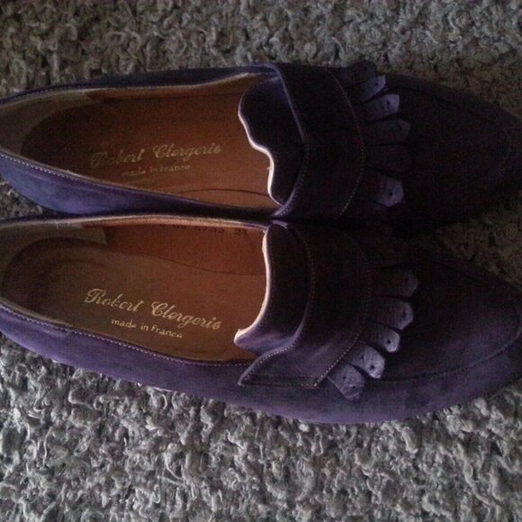 ROBERT CLERGERIE-Deep Violet Purple Nubuck Kiltie Loafers-Size 6-Excellent - Picture 2 of 7